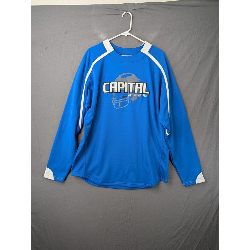 X-Grain Capital Christian Football Pullover Mens XL Blue Long Sleeve Athletic